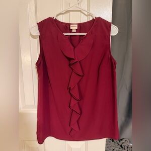 Merona Burgundy Ruffle Sleeveless Blouse